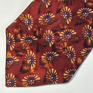 Ermenegildo Zegna 100% Silk Tie Burgundy Floral‎ Medallion Italy 59"